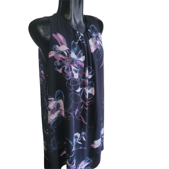 Reitmans Black Sleeveless Floral Print Dress L - Picture 2 of 5